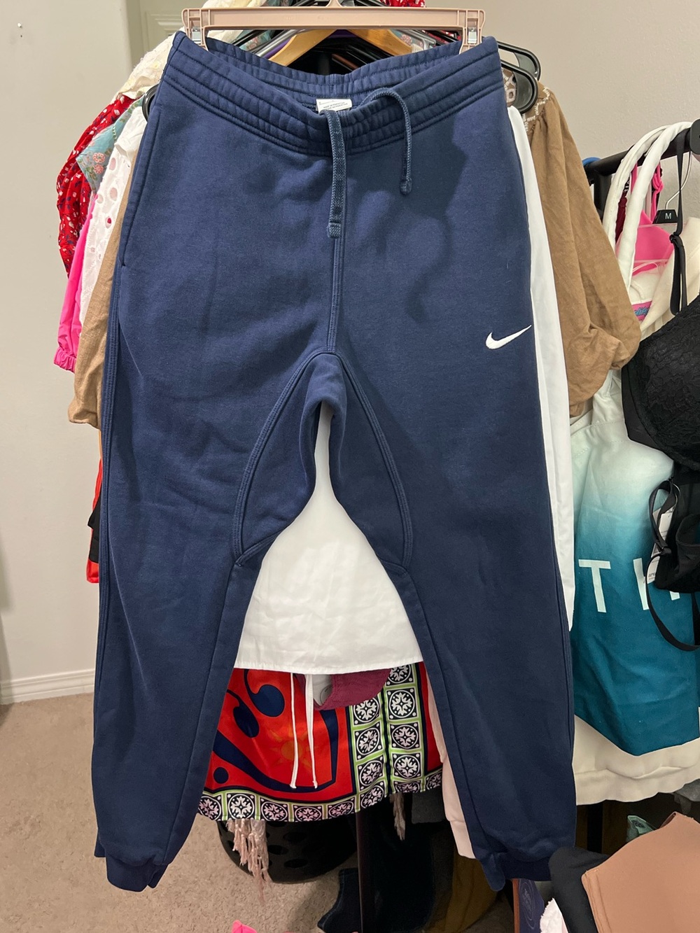 Nike Sportswear Club Fleece Joggers-Navy Blue & White Swoosh